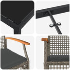 Garten Essgruppe mit Kissen 5 pcs Grau und Schwarz Rattan