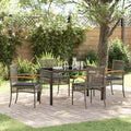 Garten Essgruppe mit Kissen 5 pcs Grau und Schwarz Rattan