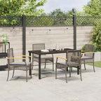Garten Essgruppe mit Kissen 5 pcs Grau und Schwarz Rattan