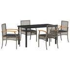 Garten Essgruppe mit Kissen 5 pcs Grau und Schwarz Rattan