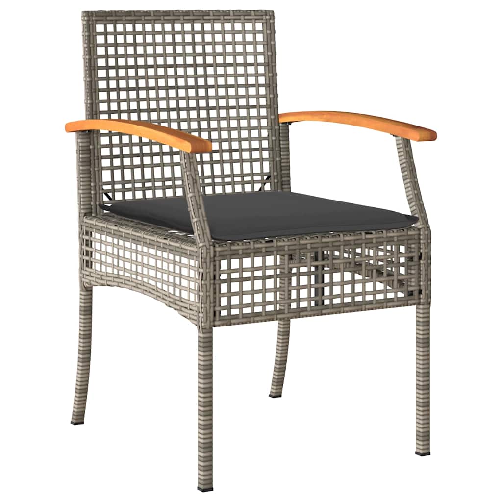 Garten Essgruppe mit Kissen 5 pcs Grau und Schwarz Rattan