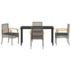 Garten Essgruppe mit Kissen 5 pcs Grau und Schwarz Rattan
