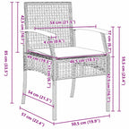 Garten Essgruppe mit Kissen 5 pcs Grau und Schwarz Rattan