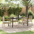 Garten Essgruppe mit Kissen 5 pcs Beige und Schwarz Rattan