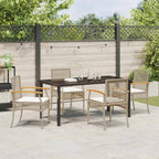 Garten Essgruppe mit Kissen 5 pcs Beige und Schwarz Rattan