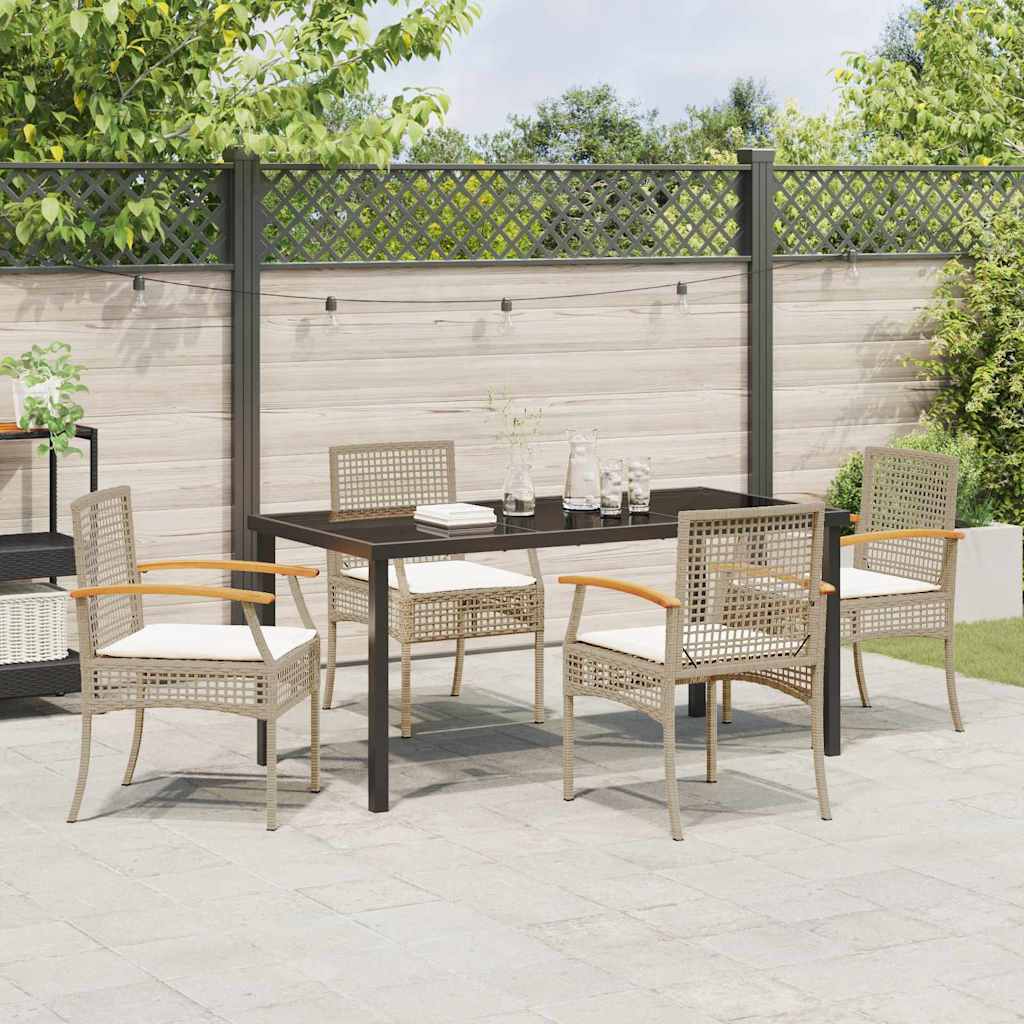 Garten Essgruppe mit Kissen 5 pcs Beige und Schwarz Rattan