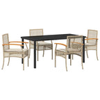 Garten Essgruppe mit Kissen 5 pcs Beige und Schwarz Rattan