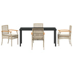 Garten Essgruppe mit Kissen 5 pcs Beige und Schwarz Rattan