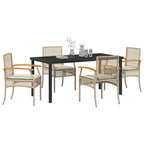 Garten Essgruppe mit Kissen 5 pcs Beige und Schwarz Rattan