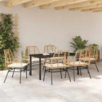 Garten Essgruppe 7 pcs Braun Poly-Rattan
