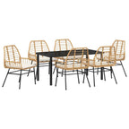 Garten Essgruppe 7 pcs Braun Poly-Rattan