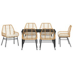 Garten Essgruppe 7 pcs Braun Poly-Rattan