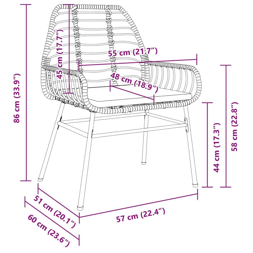 Garten Essgruppe 7 pcs Braun Poly-Rattan