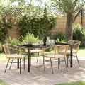 Garten Essgruppe 5 pcs Braun Poly-Rattan