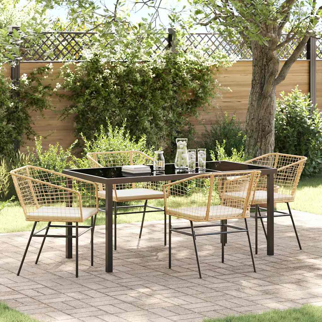 Garten Essgruppe 5 pcs Braun Poly-Rattan