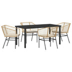 Garten Essgruppe 5 pcs Braun Poly-Rattan