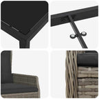 Garten Essgruppe 3 pcs Grau Poly-Rattan