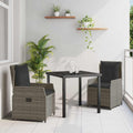Garten Essgruppe 3 pcs Grau Poly-Rattan