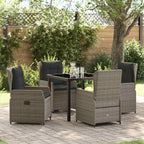 Garten Essgruppe 5 pcs Grau Poly-Rattan
