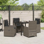 Garten Essgruppe 5 pcs Grau Poly-Rattan