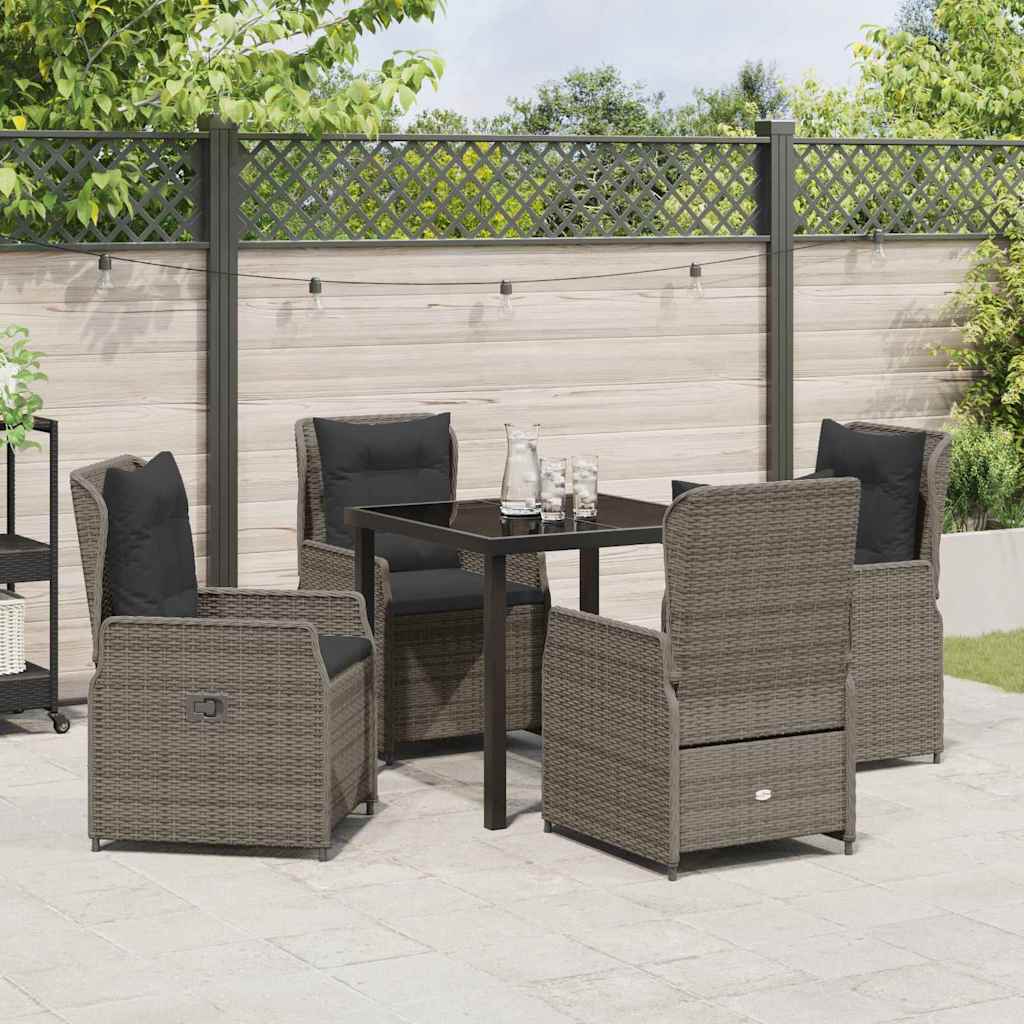Garten Essgruppe 5 pcs Grau Poly-Rattan