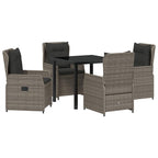 Garten Essgruppe 5 pcs Grau Poly-Rattan