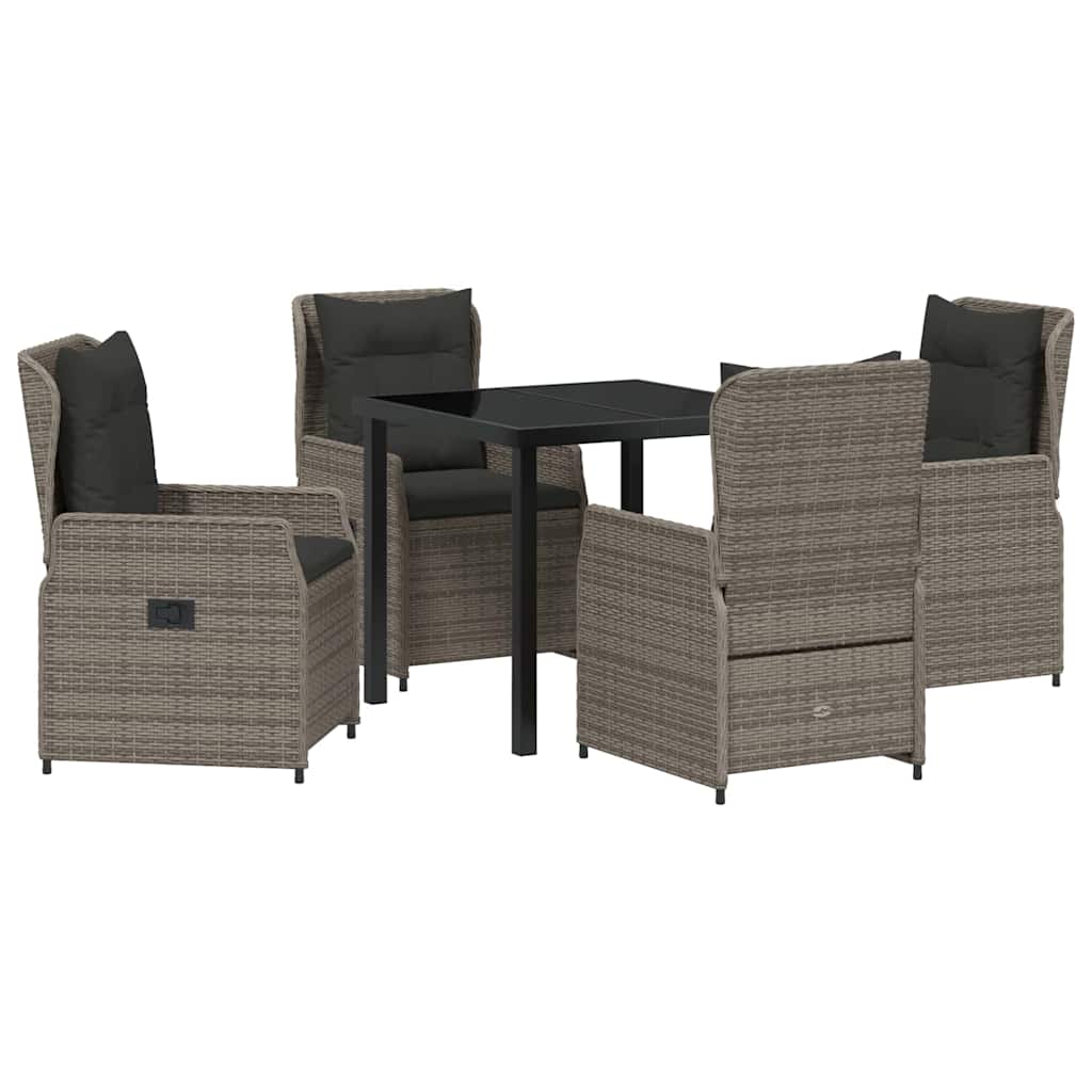 Garten Essgruppe 5 pcs Grau Poly-Rattan