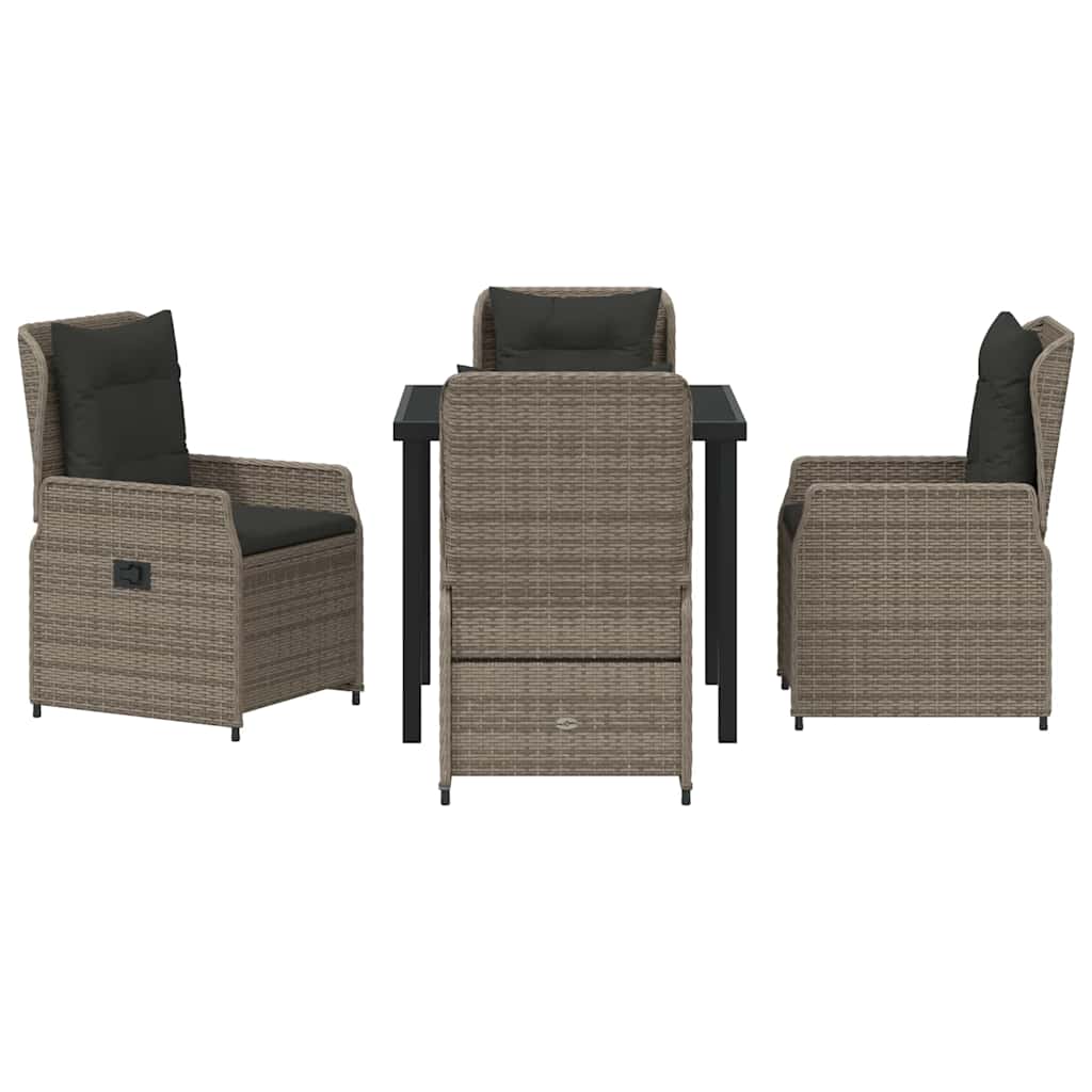 Garten Essgruppe 5 pcs Grau Poly-Rattan
