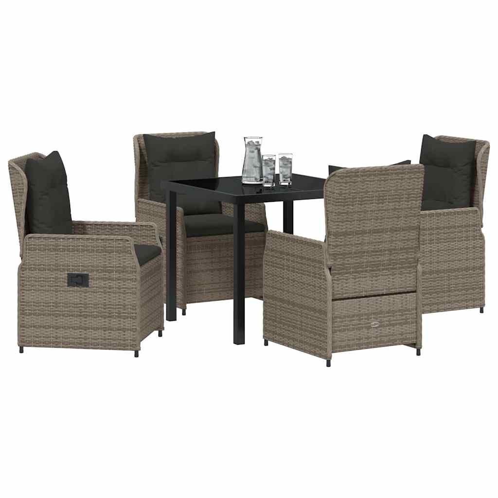 Garten Essgruppe 5 pcs Grau Poly-Rattan