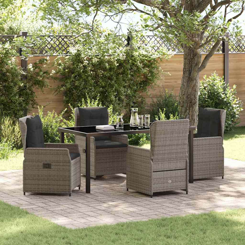 Garten Essgruppe 5 pcs Grau Poly-Rattan