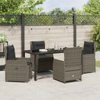 Garten Essgruppe 5 pcs Grau Poly-Rattan