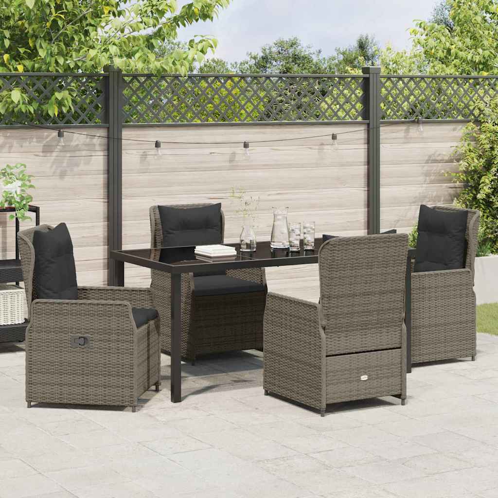 Garten Essgruppe 5 pcs Grau Poly-Rattan