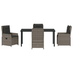 Garten Essgruppe 5 pcs Grau Poly-Rattan