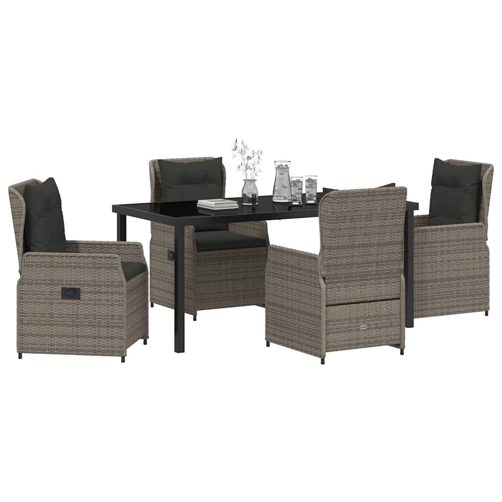 Garten Essgruppe 5 pcs Grau Poly-Rattan