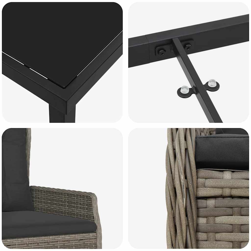 Garten Essgruppe 7 pcs Grau Poly-Rattan