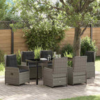 Garten Essgruppe 7 pcs Grau Poly-Rattan
