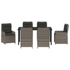 Garten Essgruppe 7 pcs Grau Poly-Rattan