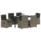 Garten Essgruppe 7 pcs Grau Poly-Rattan