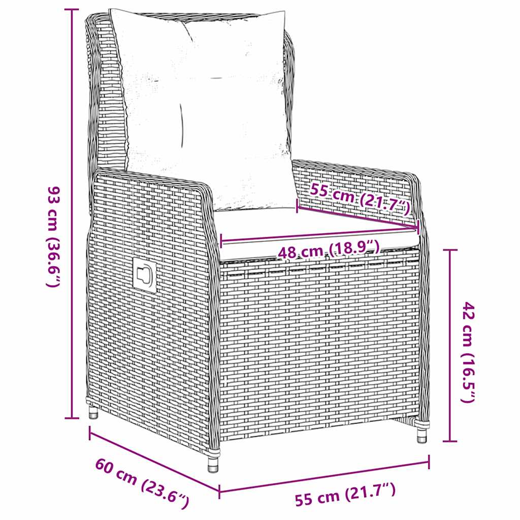 Garten Essgruppe 7 pcs Grau Poly-Rattan
