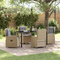 Garten Essgruppe 5 pcs Beige und Hellgrau Poly-Rattan