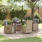 Garten Essgruppe 5 pcs Beige und Hellgrau Poly-Rattan