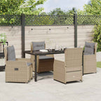 Garten Essgruppe 5 pcs Beige und Hellgrau Poly-Rattan