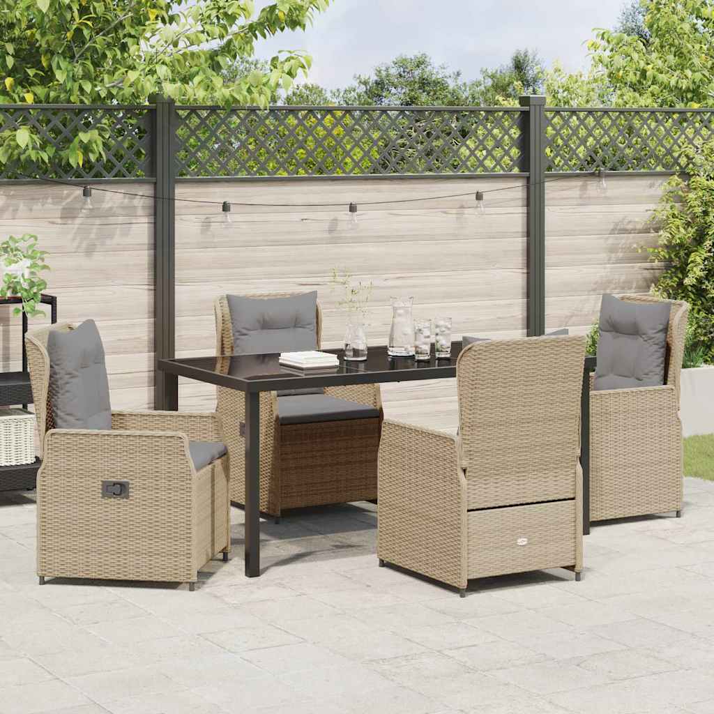 Garten Essgruppe 5 pcs Beige und Hellgrau Poly-Rattan
