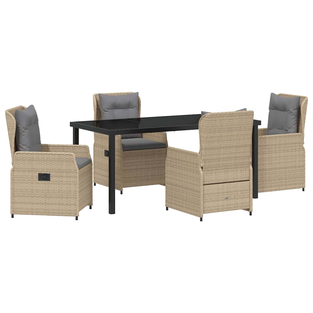 Garten Essgruppe 5 pcs Beige und Hellgrau Poly-Rattan