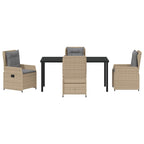 Garten Essgruppe 5 pcs Beige und Hellgrau Poly-Rattan