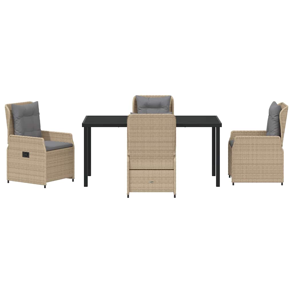 Garten Essgruppe 5 pcs Beige und Hellgrau Poly-Rattan