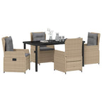 Garten Essgruppe 5 pcs Beige und Hellgrau Poly-Rattan