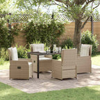 Garten Essgruppe 5 pcs Beige und Hellgrau Poly-Rattan