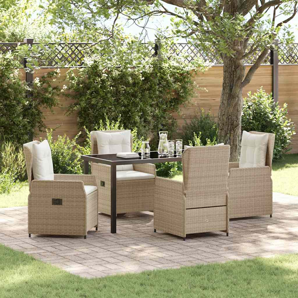Garten Essgruppe 5 pcs Beige und Hellgrau Poly-Rattan