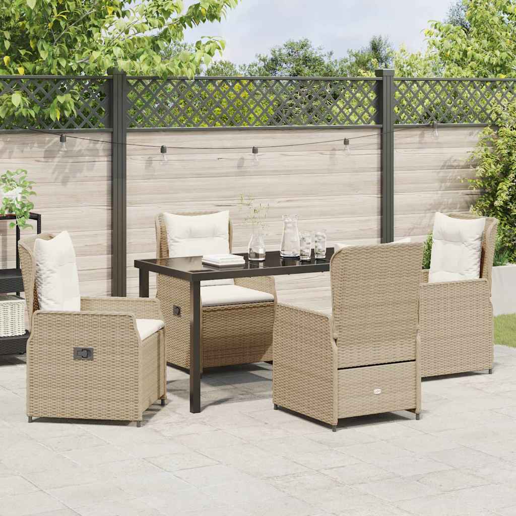 Garten Essgruppe 5 pcs Beige und Hellgrau Poly-Rattan